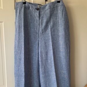 Boden Chambray Blue Wide Leg Linen Pants